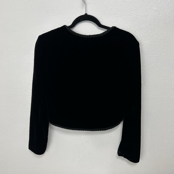 VTG 80s Kaiser Black Cropped Blazer Jacket Bolero Braided Rope Closure XS/S - Picture 6 of 7